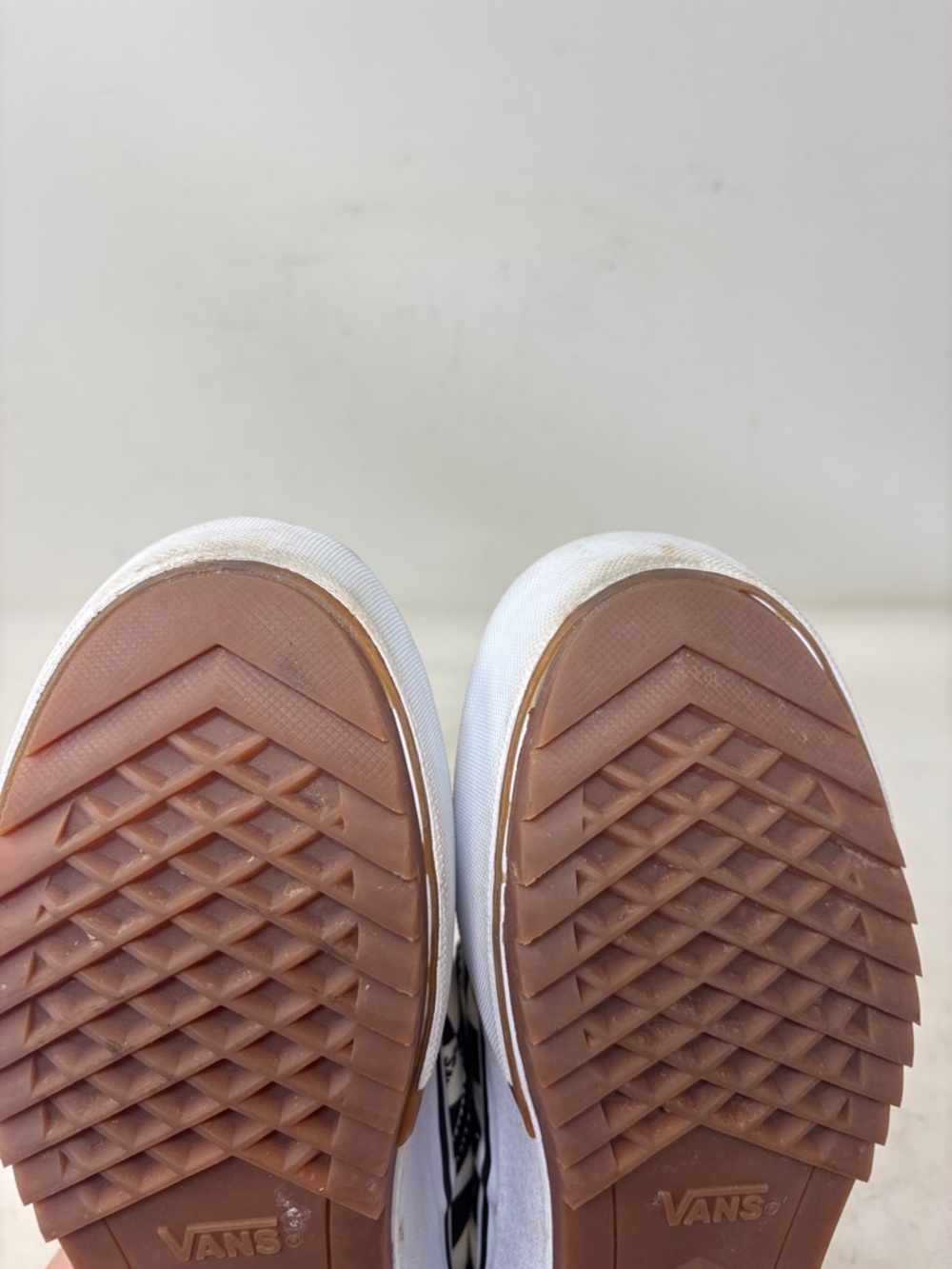 Vans Checkerboard Platform Slip-On Sneakers - Black, White & Brown Trim - Picture 8 of 9
